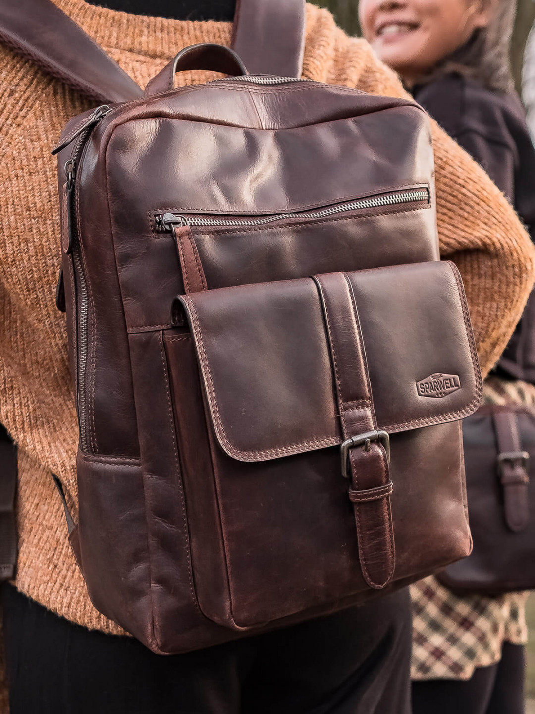 Kožený batoh Sparwell London – tmavě hnědá